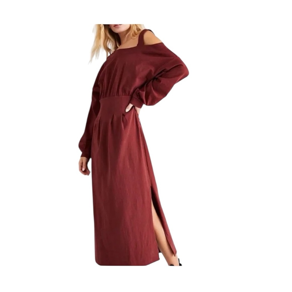New Free People Ibiza Midi Dress Empress Rock Red Orange Size Small